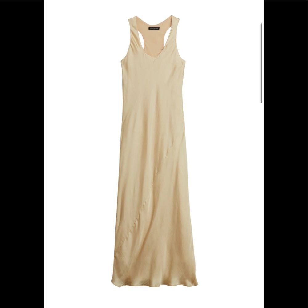 Banana Republic satin slip dress in wheat, 8, NWT